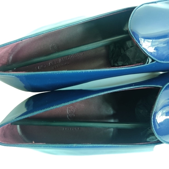 MICHAEL ANDREWS Men’s Blue Patent Belgian Slipper Loafers Sz 11 Shoes Old Money - Picture 11 of 13